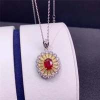 nature ruby gemstone s925 silver sterling pendant necklace fine jewelry heart water drop bridal wedding classic