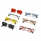 Солнцезащитные очки без оправы UV400 для мужчин и женщин, прямоугольные аксессуары в прозрачном цвете, для вождения, маленькие квадратные, лето