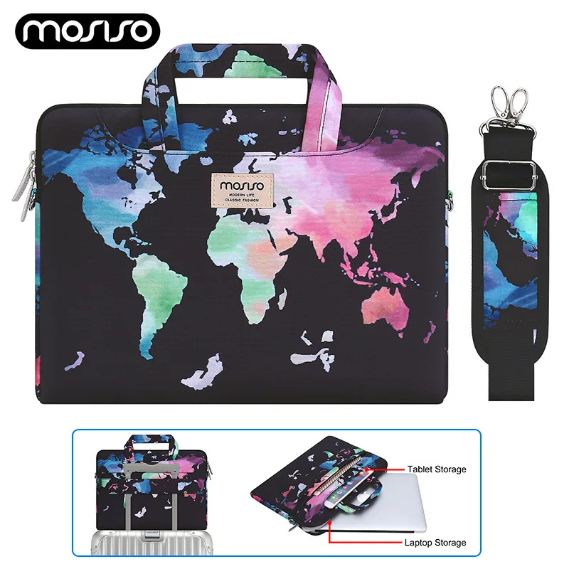 

MOSISO 13 15 inch Polyester Laptop Shoulder Bag Briefcase Cover for Macbook Air Pro 13 15 Asus/HP/Acer Back Belt for Trolly Case