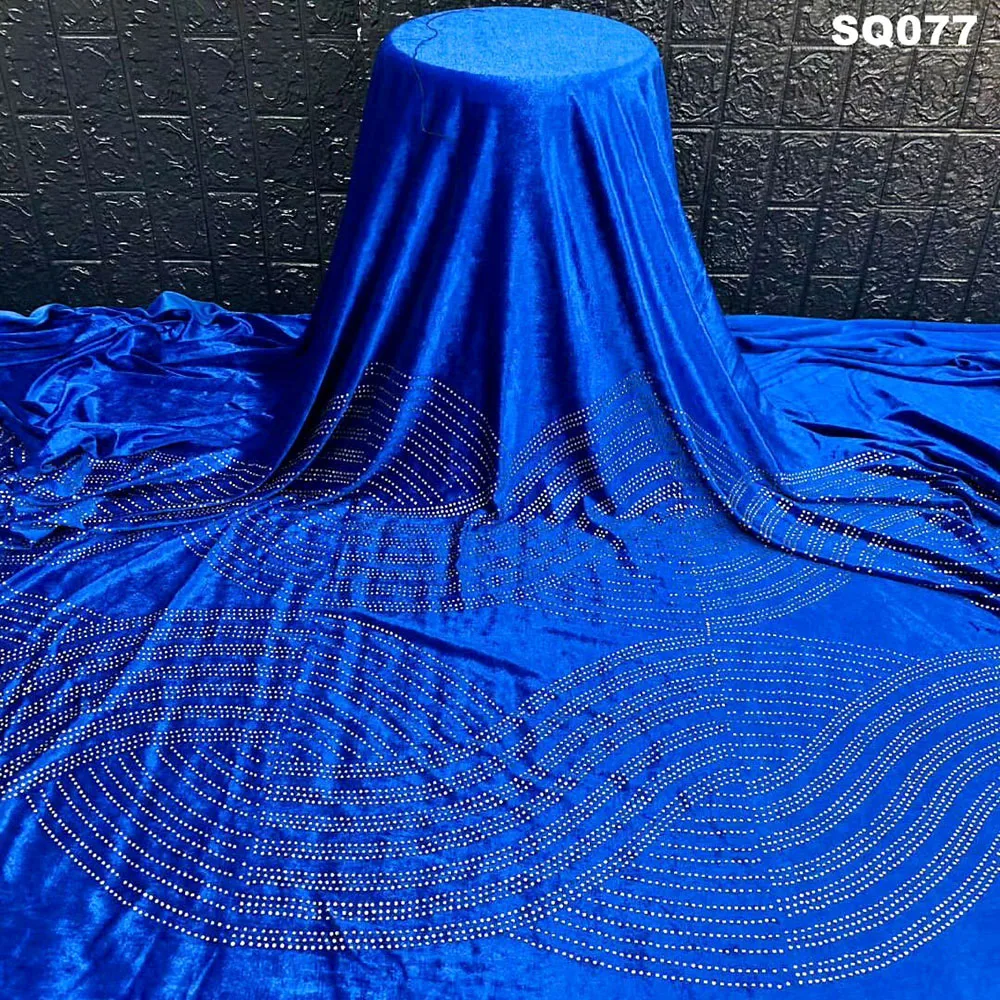 

Hot Sale Velvet Lace Fabric 2020 High Quality Green African lace fabric with Stones nigerian velvet material for party dress