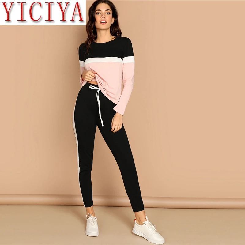 

Женский Стильный костюм розовой одежды, блестящий роскошный костюм для отдыха с лентами и брюками для женщин, аксессуары из двух предметов ...