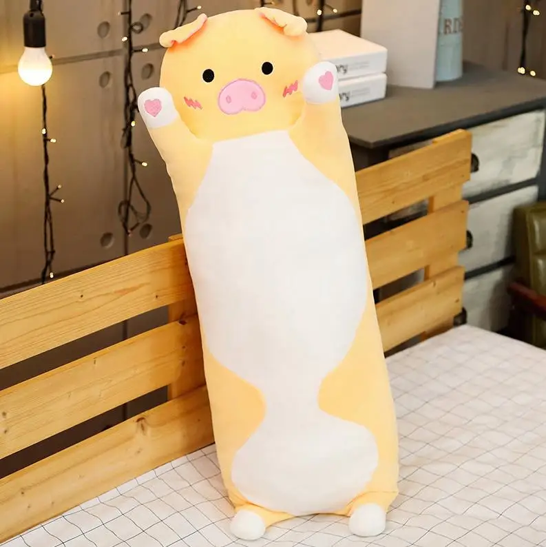 yellow pig 1 шт. 70/90/120 см Мультяшные Животные Динозавр Единорог кошка плюшевые игрушки, мягкие топы с длинными спальный подушечные куклы для детей подарок на день рождения - Цвет: yellow pig
