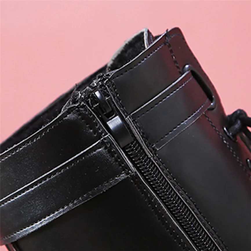 Модные высокие сапоги Ботинки Martin зимние теплые однотонные женские из