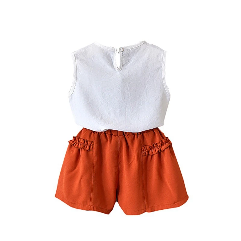 Пуловер оранжевый розовый цвет милая Летняя Повседневная футболка без рукавов с