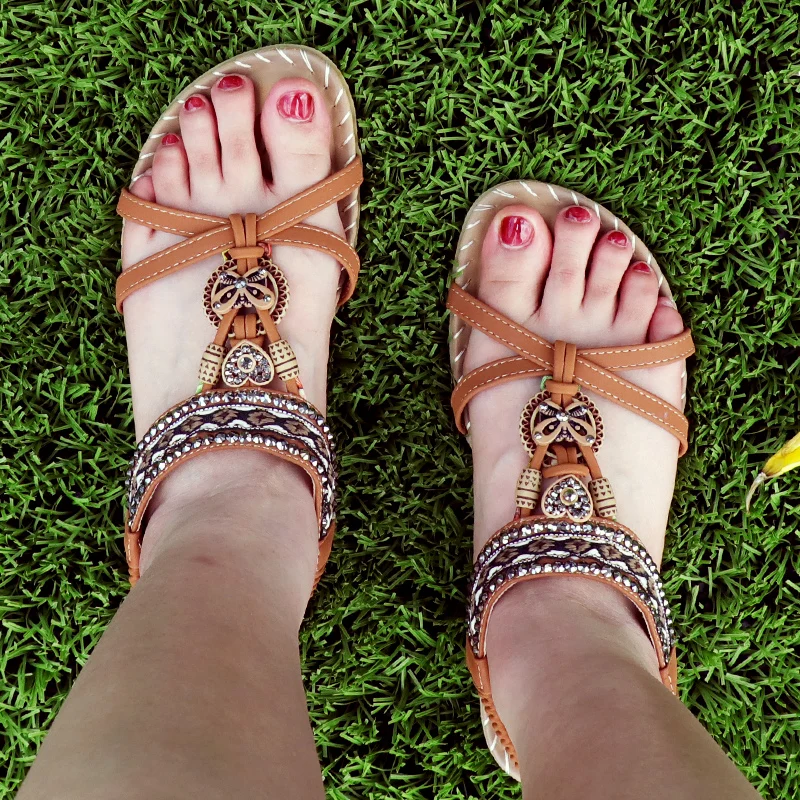 

Women Sandals Summer Wedges Shoes Designer Sandals Butterfly-knot Rhinestone Slides Sandalias Mujer Bohemia Elastic Band Sandal