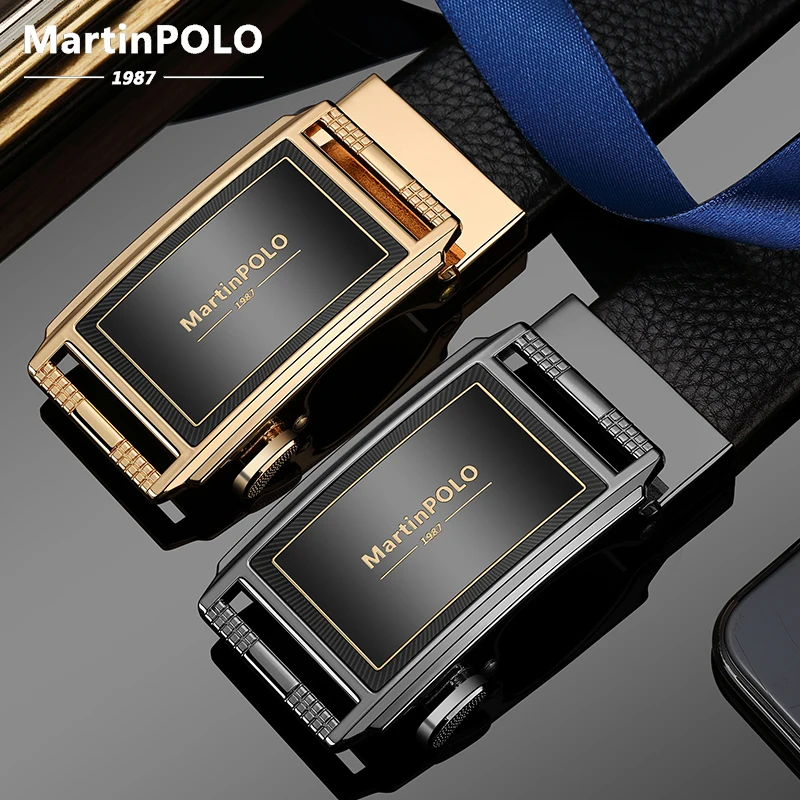 MartinPOLO Genuine leather Belt Men Luxury Brand Designer fashion Top Quality Belts for Men Strap Male Metal Automatic Buckle