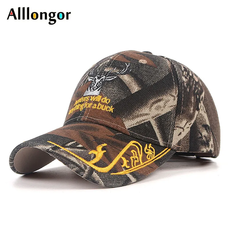 Camouflage Fishing Baseball Caps Men Embroidery Deer 2022 Summer Cap Male Gorro Hombre Fitted Designer Military Dad Hat Hip Hop