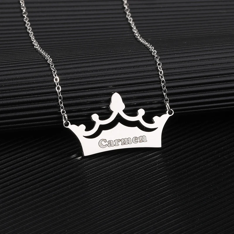 Персонализированные именные ювелирные изделия на заказ Корона имя ожерелье