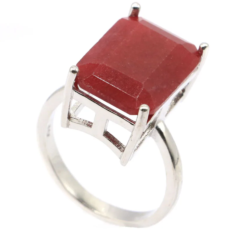 

18x13mm Classic Rectangle Shape 18x13mm Real Red Ruby For Women Bride Wedding Fine Jewelry Silver Rings Wholesale