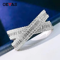 oevas ring 100 925 sterling silver sparkling high carbon diamond cross wedding rings for women engagement party fine jewelry