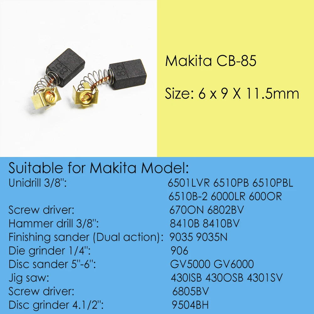 Оригинальные угольные щетки Makita CB85 запасные части для электроинструментов 5x8x11