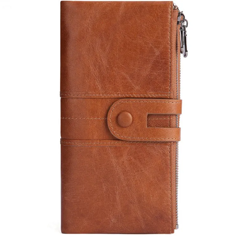 

2021 new retro fashion leather long leather mobile phone rfid high quality ladies wallet