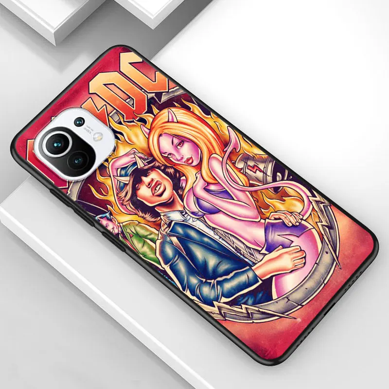 

AC DC Fashion Band for Xiaomi Mi 11 10T Note 10 Ultra 5G 9 9T SE 8 A3 A2 A1 6X Pro Play F1 Lite 5G Black Phone Case