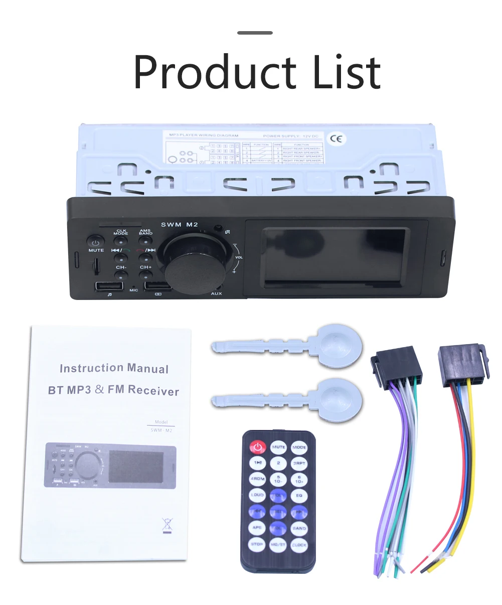 1din M2 автомобильный стерео MP3 музыкальный плеер fm-радио Bluetooth 4 0 TF AUX Dual USB зарядка