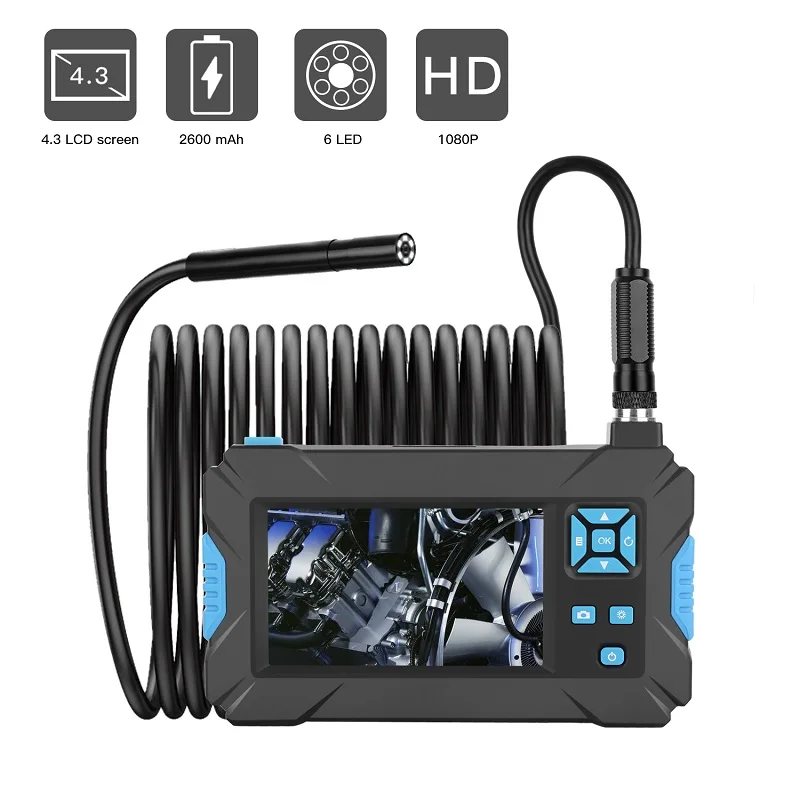 

P30 5.5mm Inspection Endoscope camera HD1080P 4.3inch Screen IP67 Waterproof Industrial Borescope LED Lights 2600mAh Battery