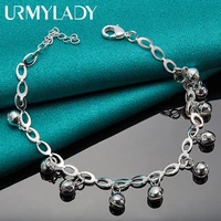 urmylady 925 sterling silver bead ball bell chain bracelet wedding engagement party for women charm fashion jewelry