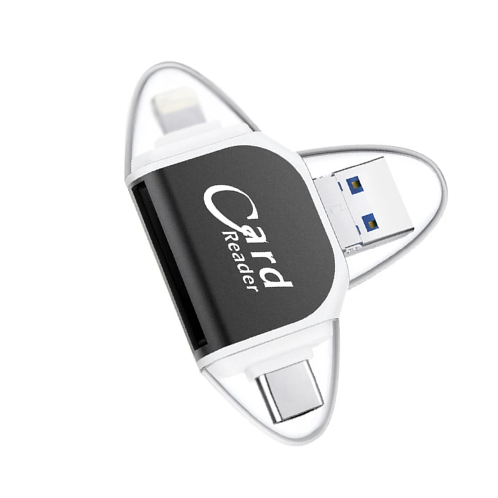 Металлический кардридер 4 в 1 Type C/Micro-USB/Usb Tf Sd для Ipad Iphone X 7 8 Plus 5 6 6S памяти Samsung S8 + S6 |