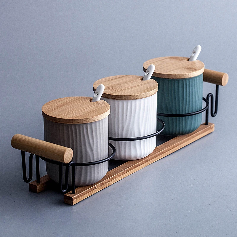 

Nordic Ceramic Spice Rack Salt and Pepper Seasoning Jar Household Kitchen Storage Bottle Set Combination WJ901