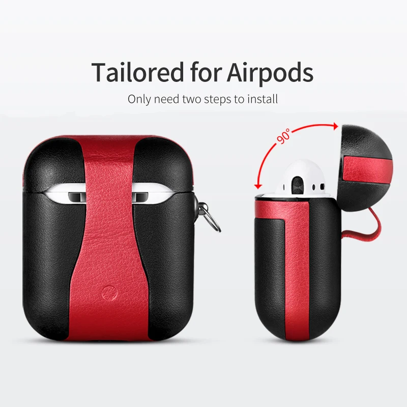 Портативный чехол для наушников Xundd из натуральной кожи для AirPods 1, 2, чехол для наушников с крючком, легко переносится