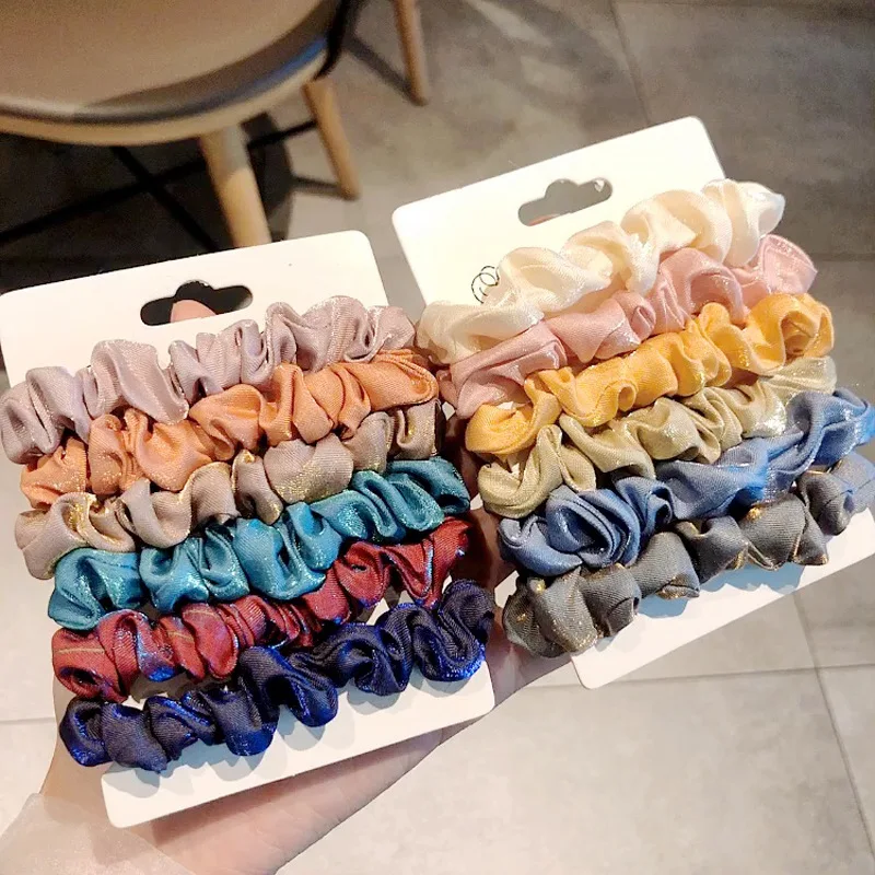 6 шт./компл. милые атласные резинки для волос аксессуары головные уборы базовая
