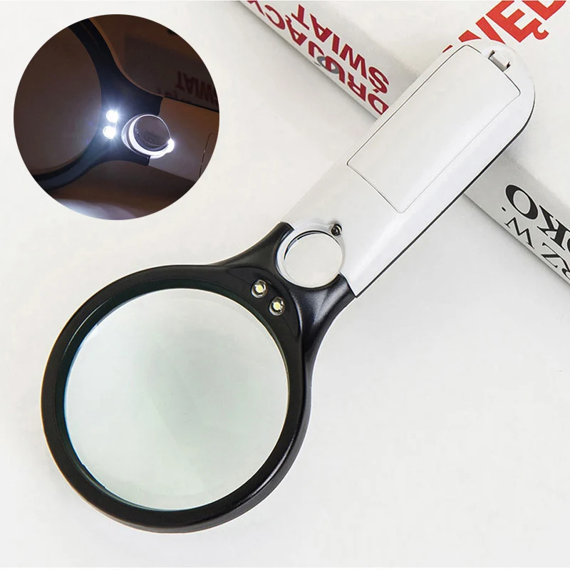 Ручной увеличительный микроскоп 3X 45X с подсветкой увеличительное стекло