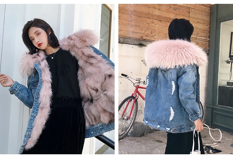 

2020 real women luxurious Large raccoon collar hooded coat warm Fox fur liner parkas long winter jacket top quality