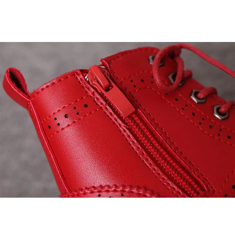 Ботинки мартинсы для девочек и мальчиков теплые модные Нескользящие кроссовки с