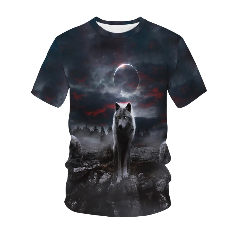 

2021 New Boys and Girls 3D T-shirt Wolf 3D Print Top Fashion Cartoon Animal T-shirt Style Street Hip Hop Casual T-shirts