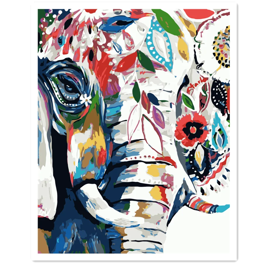 

Выполненные Цветочный цвет Слон живопись Diy Цифровая живопись по номерам современные настенные картины для картина на стену для дома
