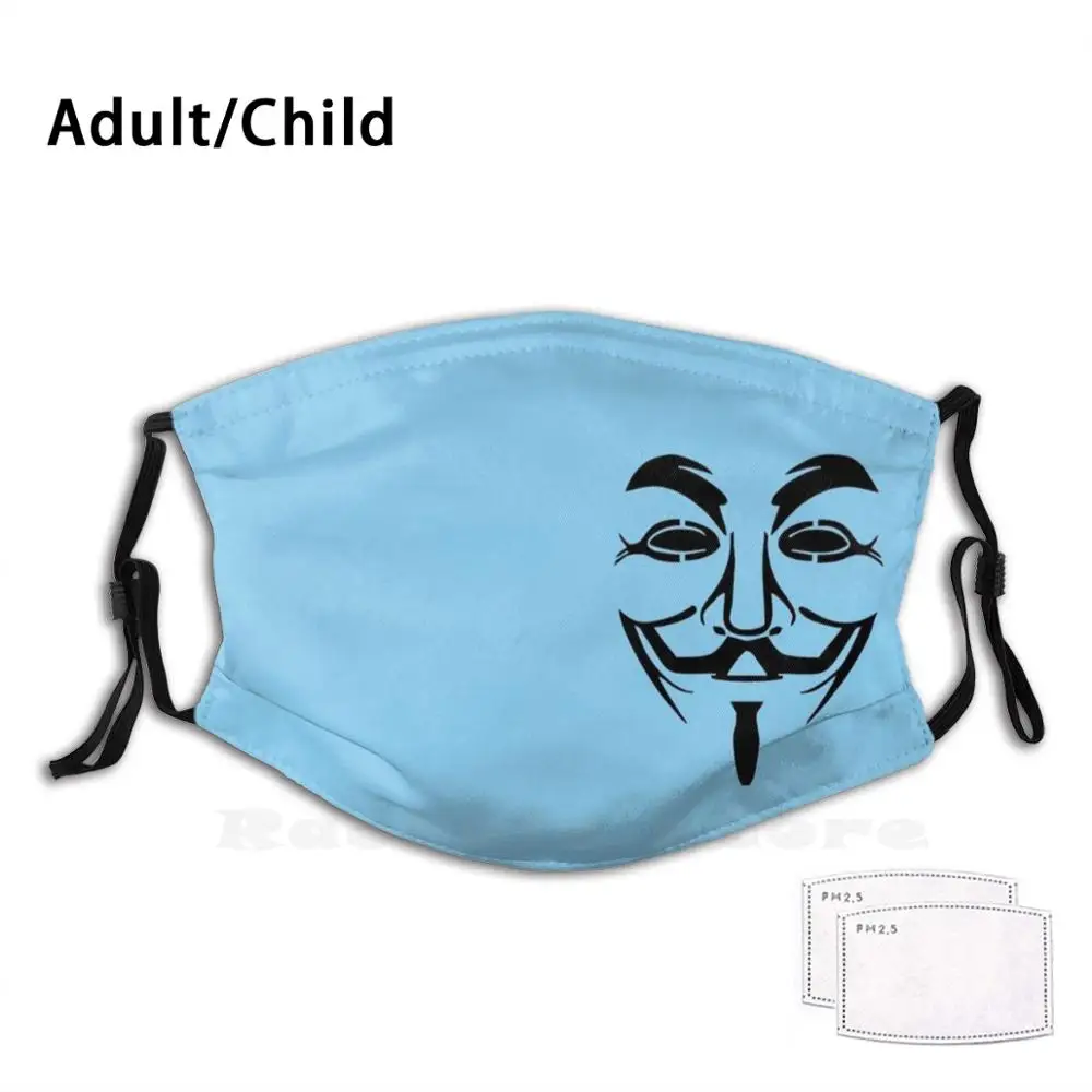 

Guy Fawkes Slim Fit T-Shirt Print Washable Filter Anti Dust Mouth Mask Guy Fawkes V V For Vendetta Anonymous Hack Hacker