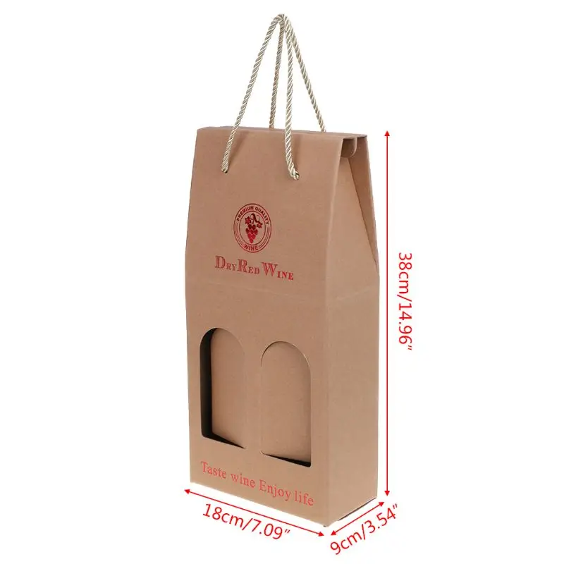 Гофрированная крафт бумага двойная винная бутылка сумка переноска подарочная