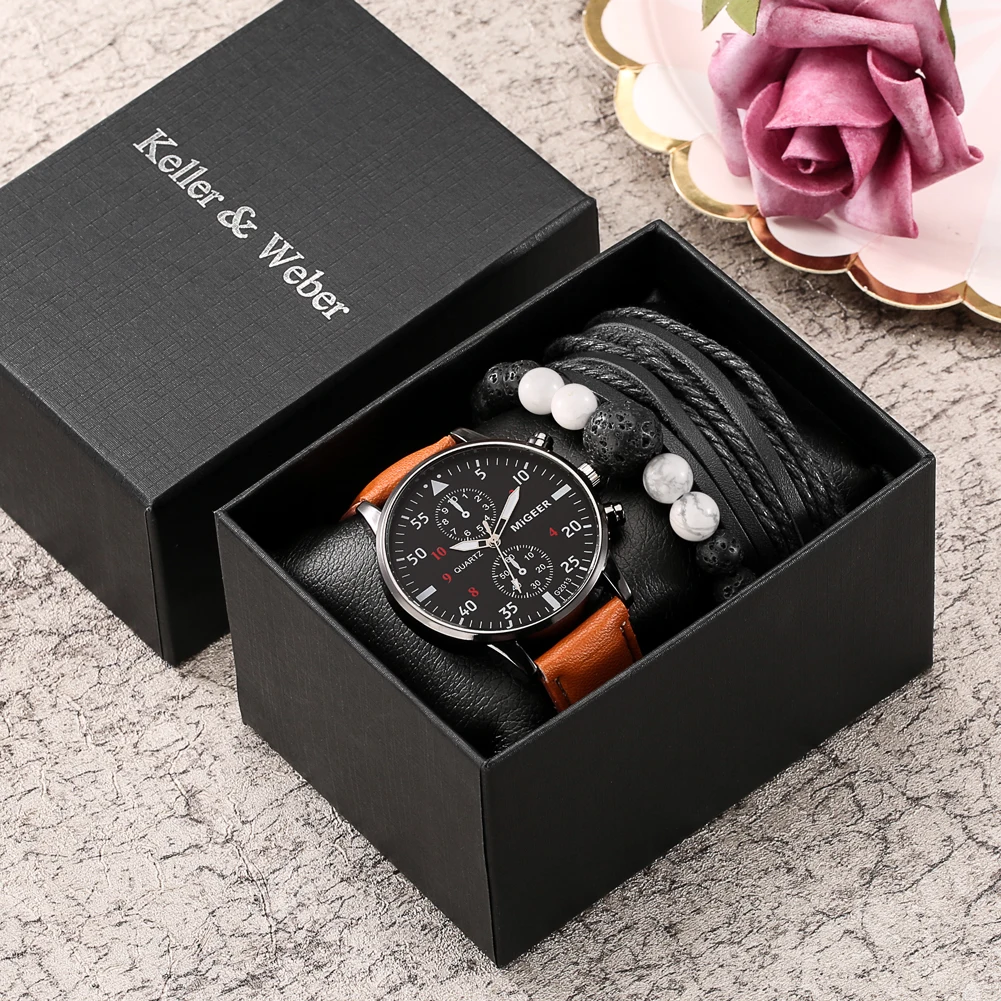 

Изысканные мужские часы повседневные модные черные подарочные наборы для мужчин роскошный регулируемый браслет подарки набор для парня му...