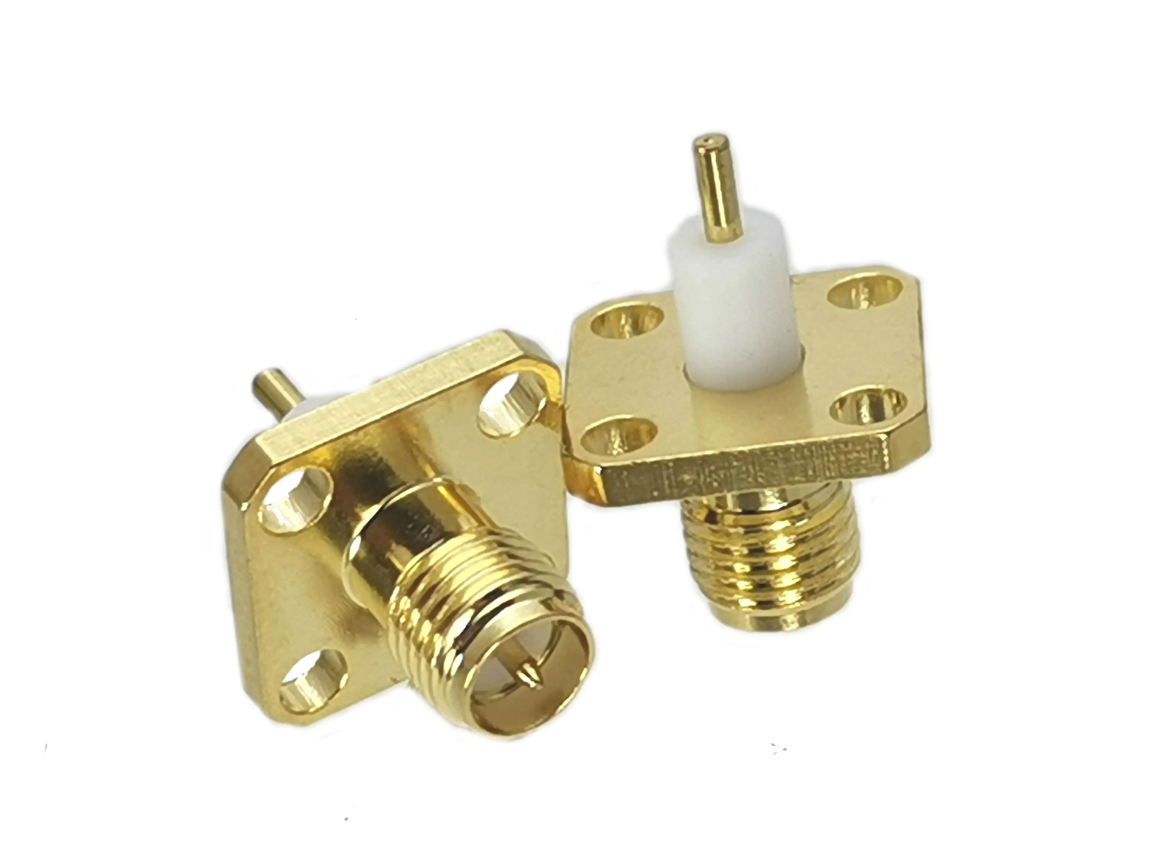 

1Pcs Connector RP-SMA RPSMA Female Plug 4-holes Flange Solder Panel Mount PTFE RF Adapter Coaxial High Quanlity