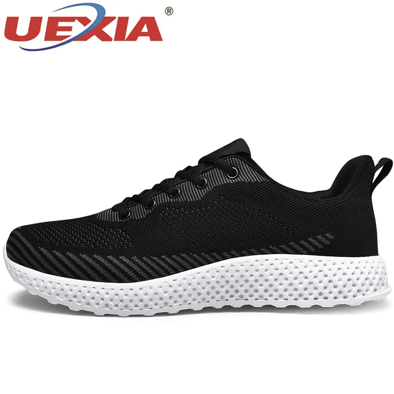 black white 0507 UEXIA/кроссовки; Повседневная обувь; Мужская прогулочная Обувь На Шнуровке; сезон весна-осень; модная дышащая удобная мужская обувь; zapatos hombre - Цвет: black white 0507
