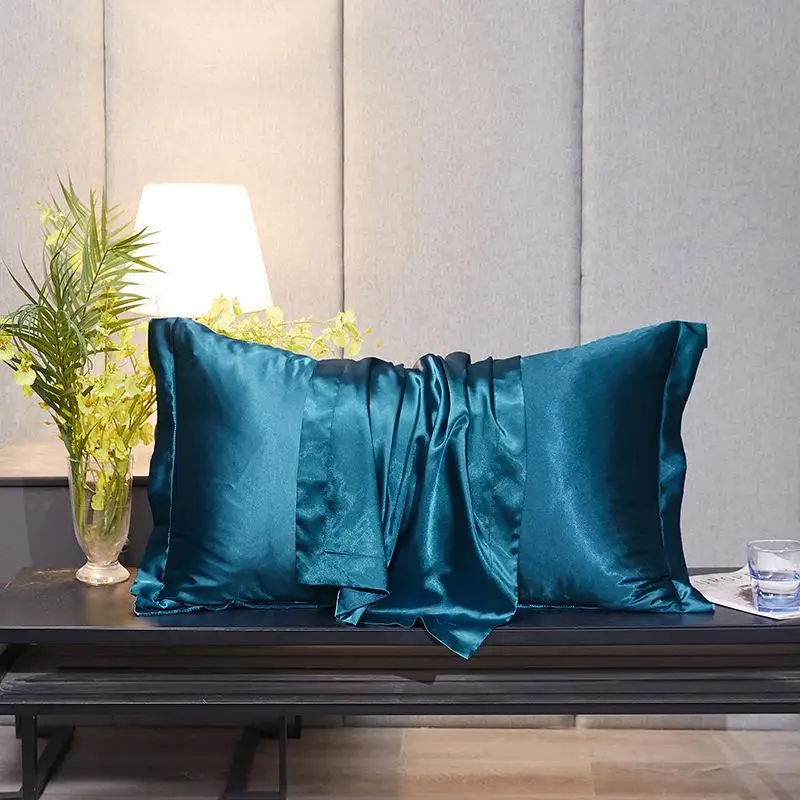 

2Pcs Mulberry Silk Pillows Case Solid Color Soft Cushion Cover Chair Seat Decor Pillowcase Luxury Ice silk Pillow Cases 48x74cm