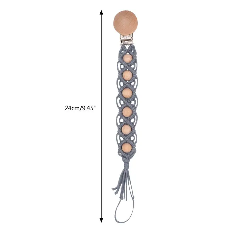 

Baby Dummy Chain Pacifier clip Crochet Cotton Soother Holder Infant Toddler Wooden Beads Teething Toy
