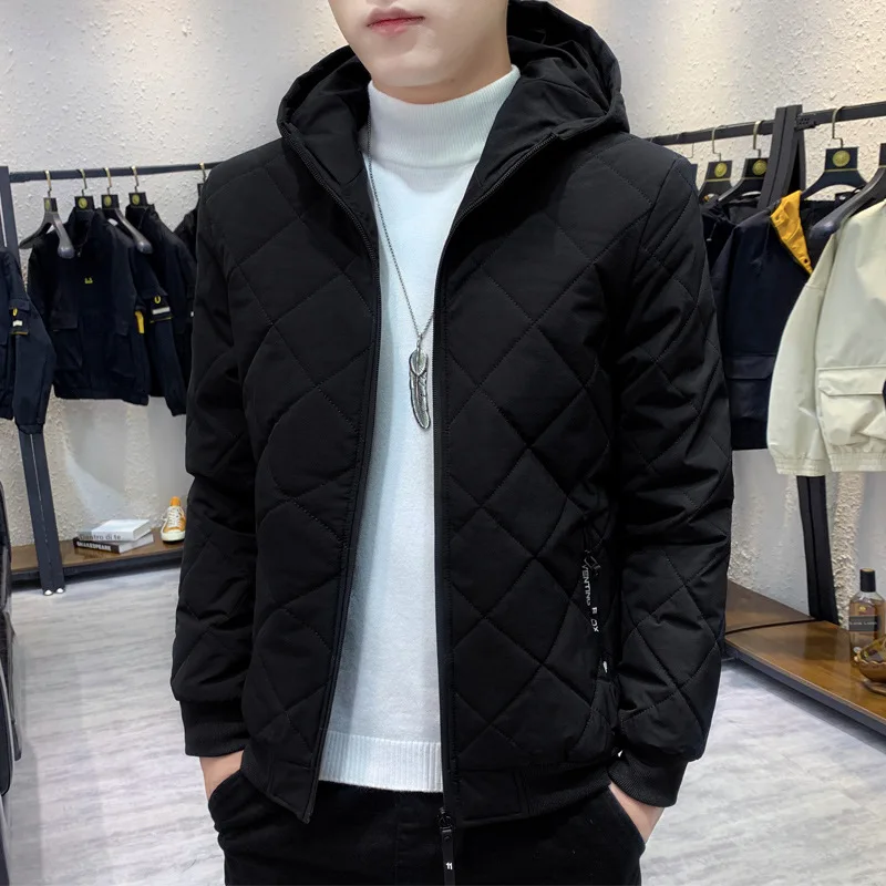 2019 Autumn Winter Mens Short Cotton-padded Coat Long Sleeve Warm Wool Liner Parka Outwear Thick Casual For Male U30