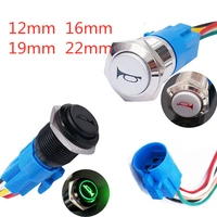 16mm 19mm luminous horn symbol momentary button switch with luminous horn symbol