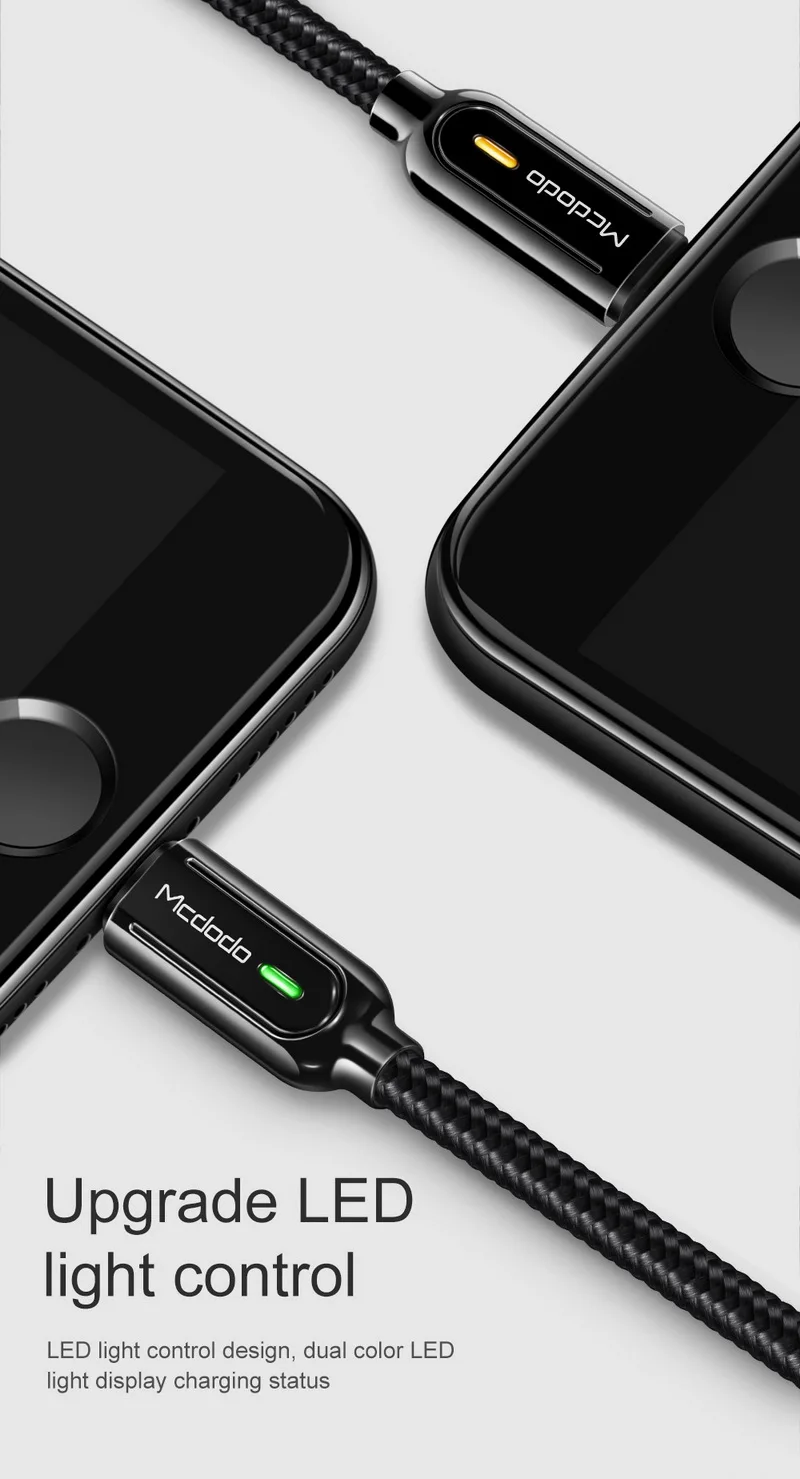 MCDODO светодиодный USB кабель для iPhone 11 Pro X XR XS MAX автоматическое отключение быстрое зарядное устройство телефонный кабель для iPhone 8 7 6s 6 Шнур зарядки