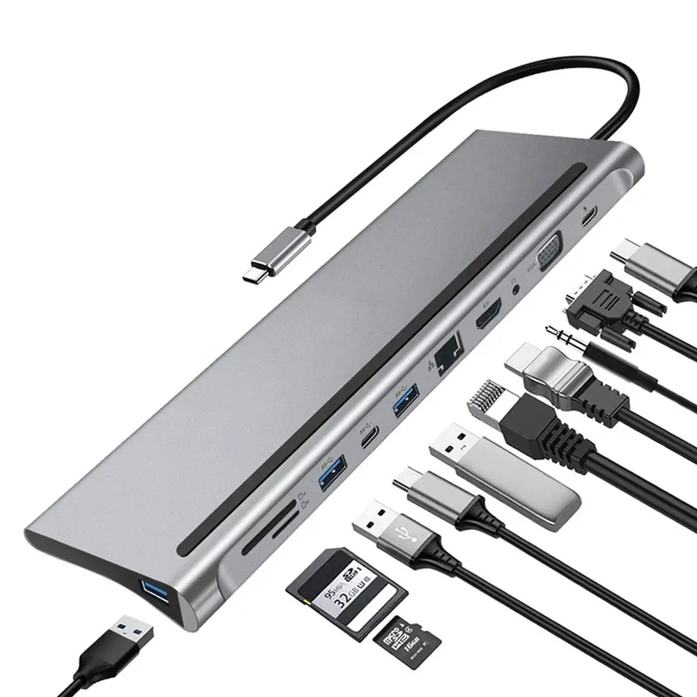 

Адаптер USB C, адаптер HDMI, 11 в 1, док-станция USB C на USB для аксессуаров MacBook Pro, Разветвитель USB Type C 3,1, концентратор USB C