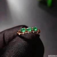 kjjeaxcmy fine jewelry 925 sterling silver inlaid natural gemstone emerald new female miss girl woman ring trendy