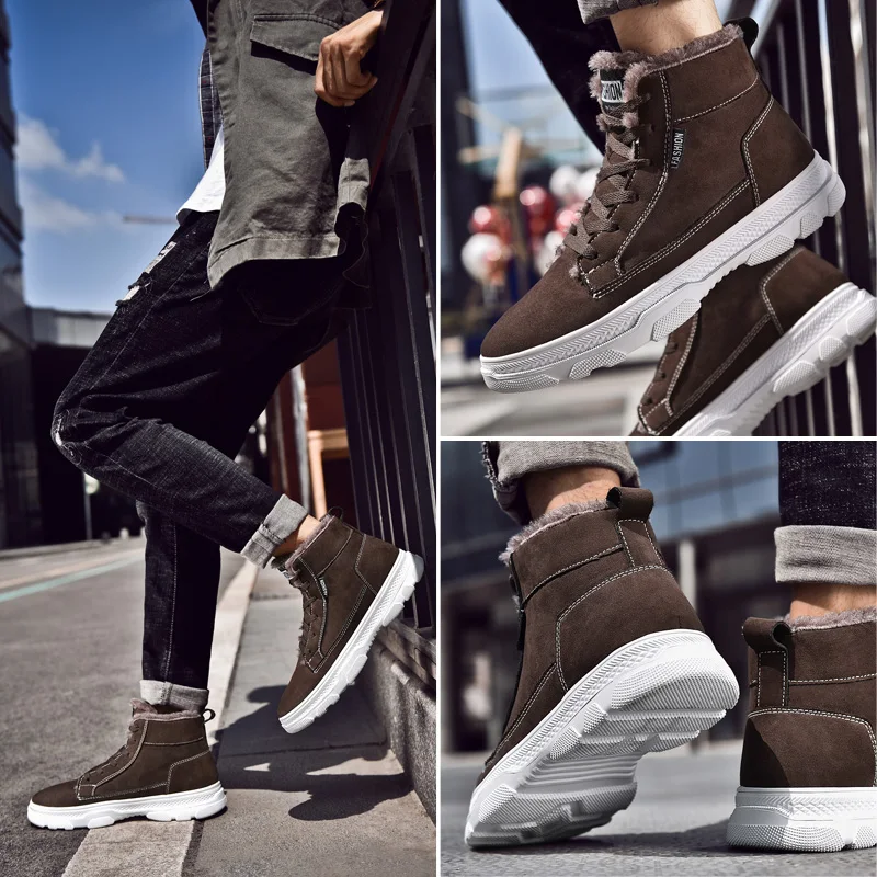 Мужские кроссовки с хлопковой подкладкой мужские зимние ботинки теплые