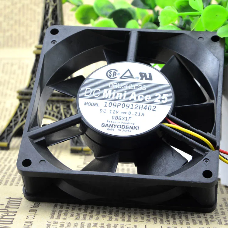 

NEW 9025 109P0912H402 12V 0.21A 9cm 9225 3 wires Motor protection cooling