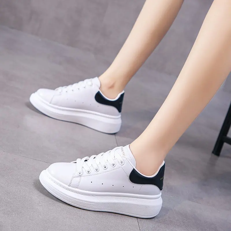 

Women's casual shoes 2021 spring Autumn New pantshoes Frenulum Flat shoes luxury sneakers skate White shoes 35 42 43 44