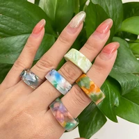 new hyperbole thick aesthetic colorful resin acrylic rings set for women girl trendy party ring jewelry free shipping items