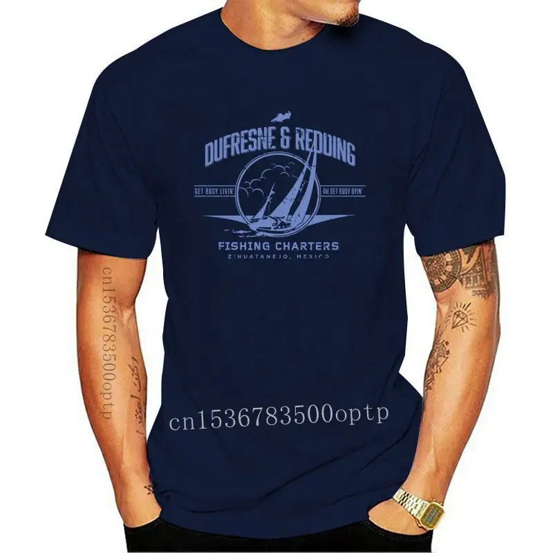 

New Dufresne And Redding Fishing Charters Casual T Shirt Men Fisherman Short Sleeve Tops Summer Tees Cotton O Neck T-Shirt Plus