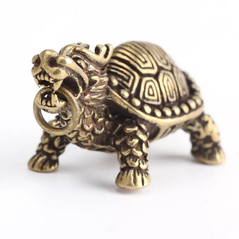 

1pc Brass Dragon Tortoise Keyring Pendant Ornaments Decor Mascot Creative Crafts Office Desktop Decoration Figurines & Miniature