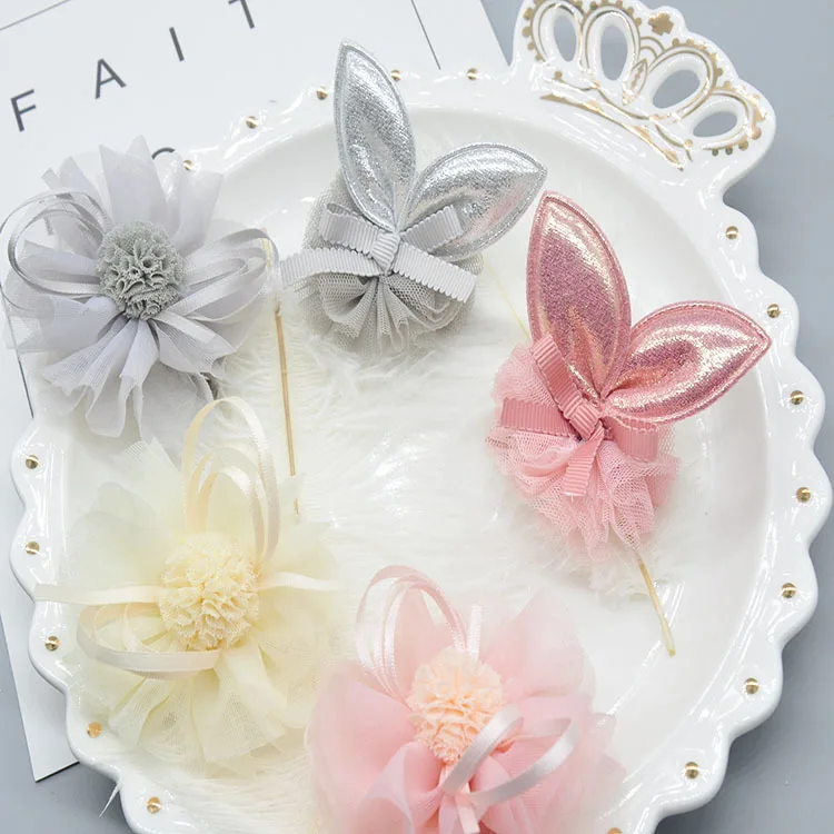 

Children's hair clips headdress princess lady yarn texture flowers side clip girls hair accessories rabbit ears bangs clip