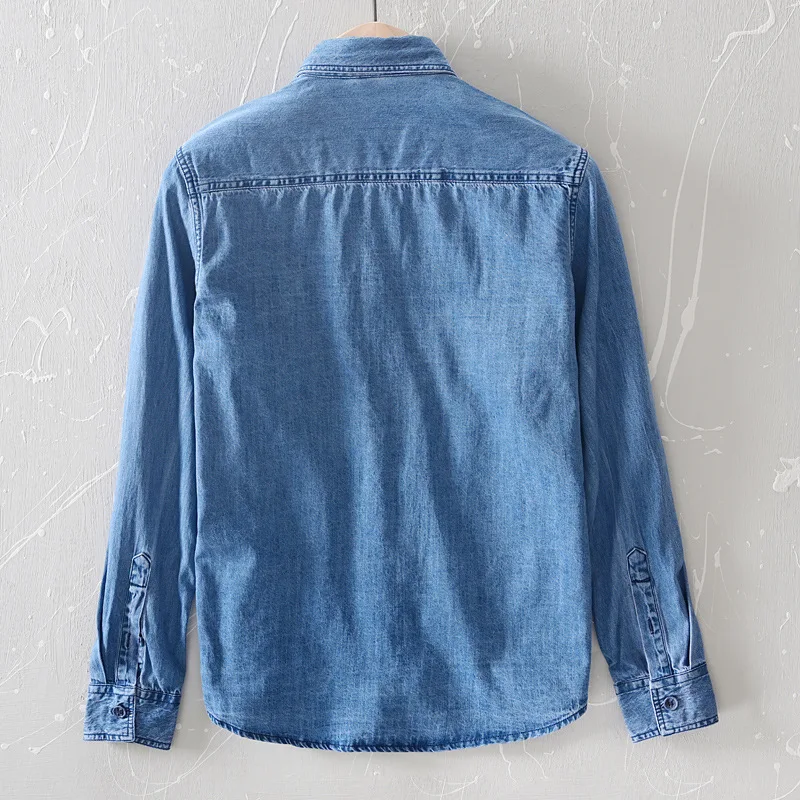 

2020 Spring New Denim Shirt Man Casual Long Sleeve Camisa Masculina