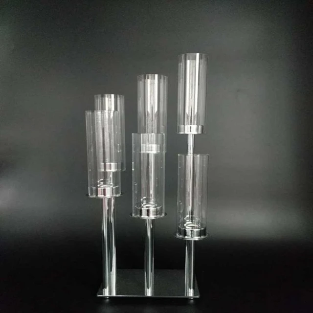 10 шт.) 6 головок высокий Свадебный золото подсвечник столб металлический конус